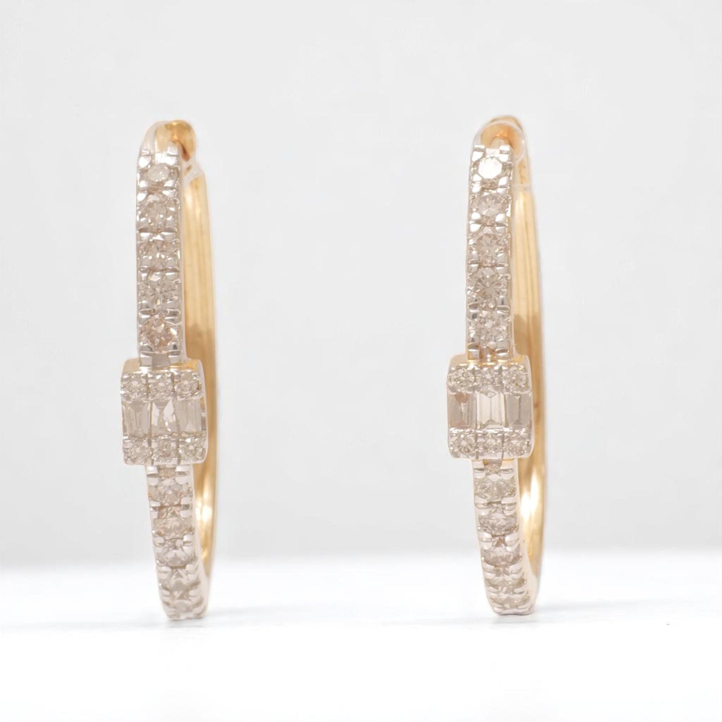 Oval Diamond Hoop Earrings