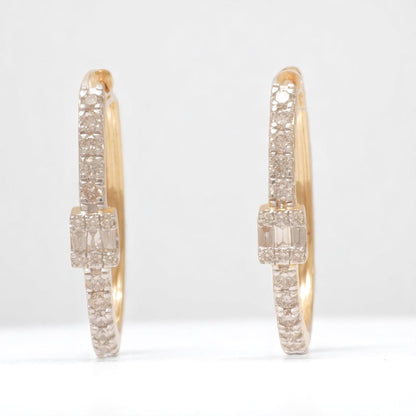 Oval Diamond Hoop Earrings