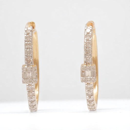 Oval Diamond Hoop Earrings