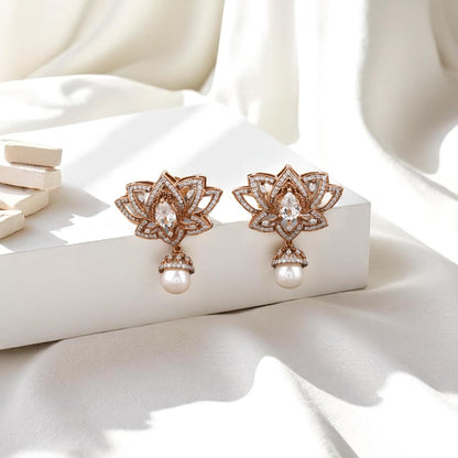 Lotus Pearl Drop Earrings