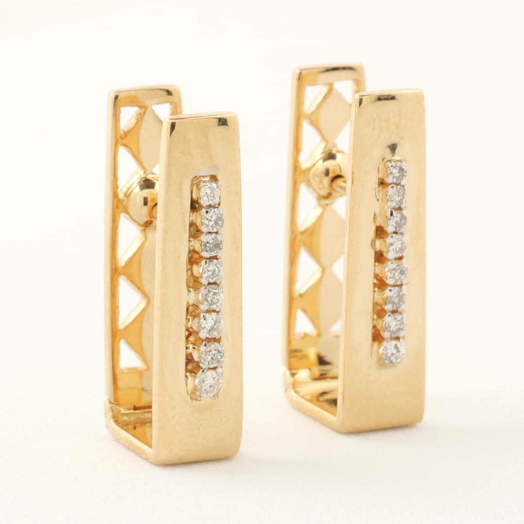 Rectangle Diamond Huggie Earrings