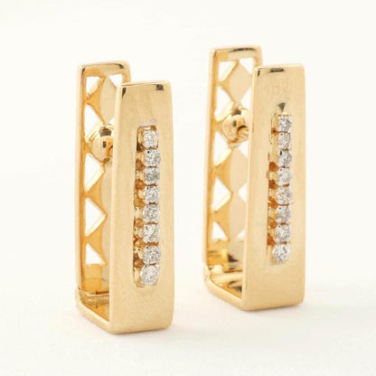 Rectangle Diamond Huggie Earrings