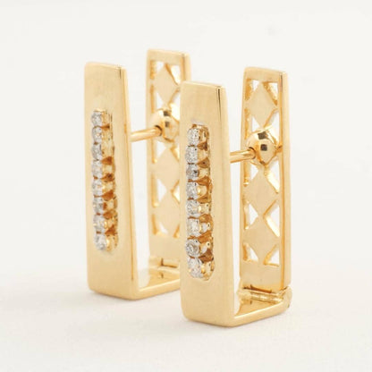 Rectangle Diamond Huggie Earrings