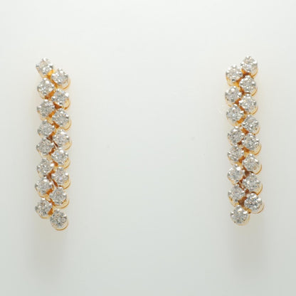 Bar Diamond Drop Stud Earrings
