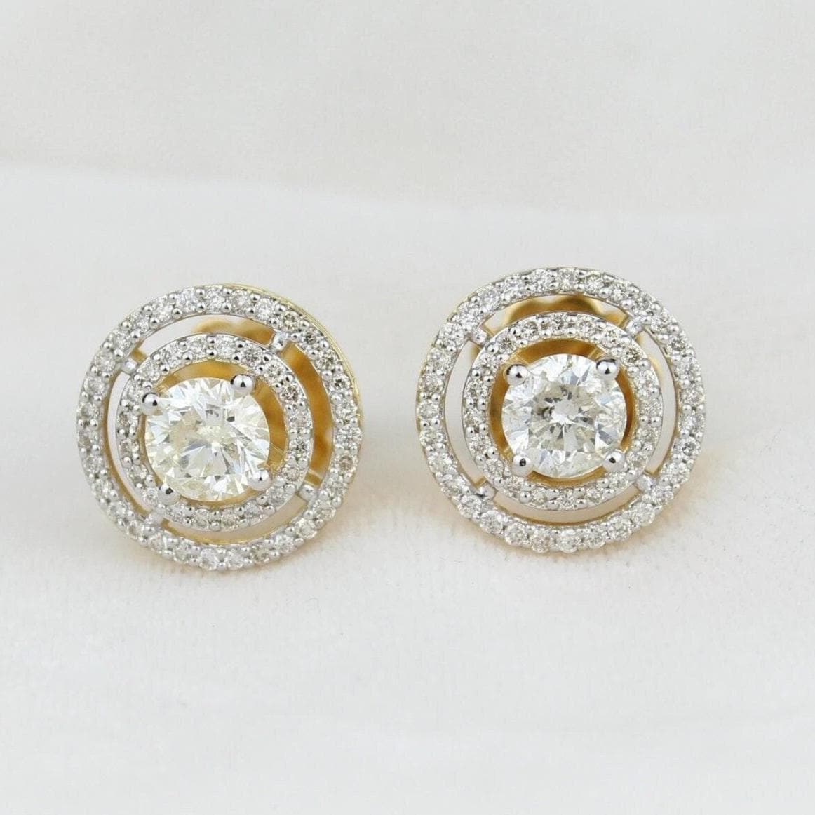 Double Halo Stud Solitaire Earrings