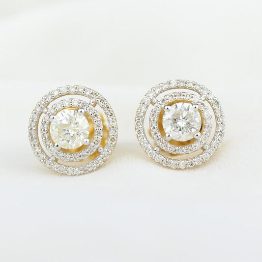 Double Halo Stud Solitaire Earrings