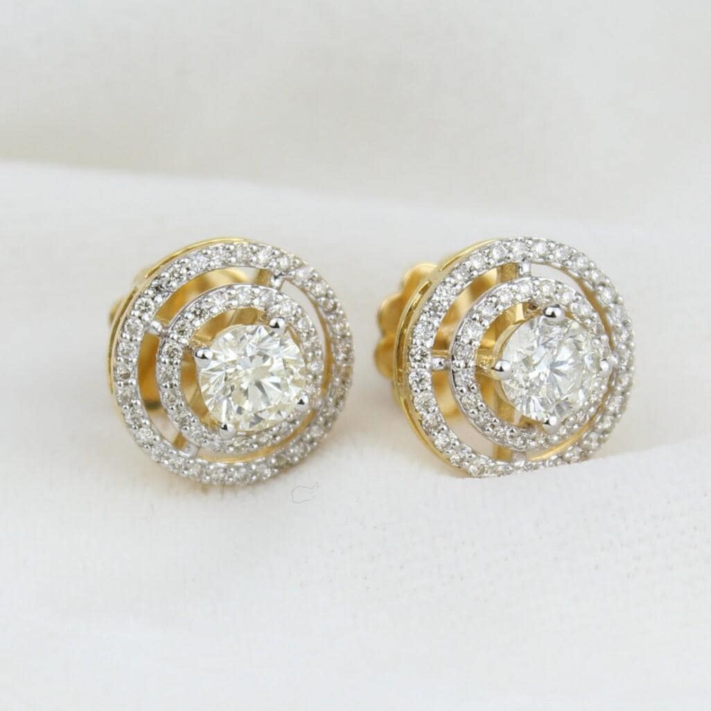 Double Halo Stud Solitaire Earrings