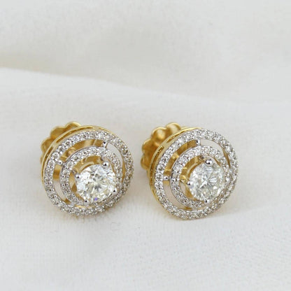 Double Halo Stud Solitaire Earrings