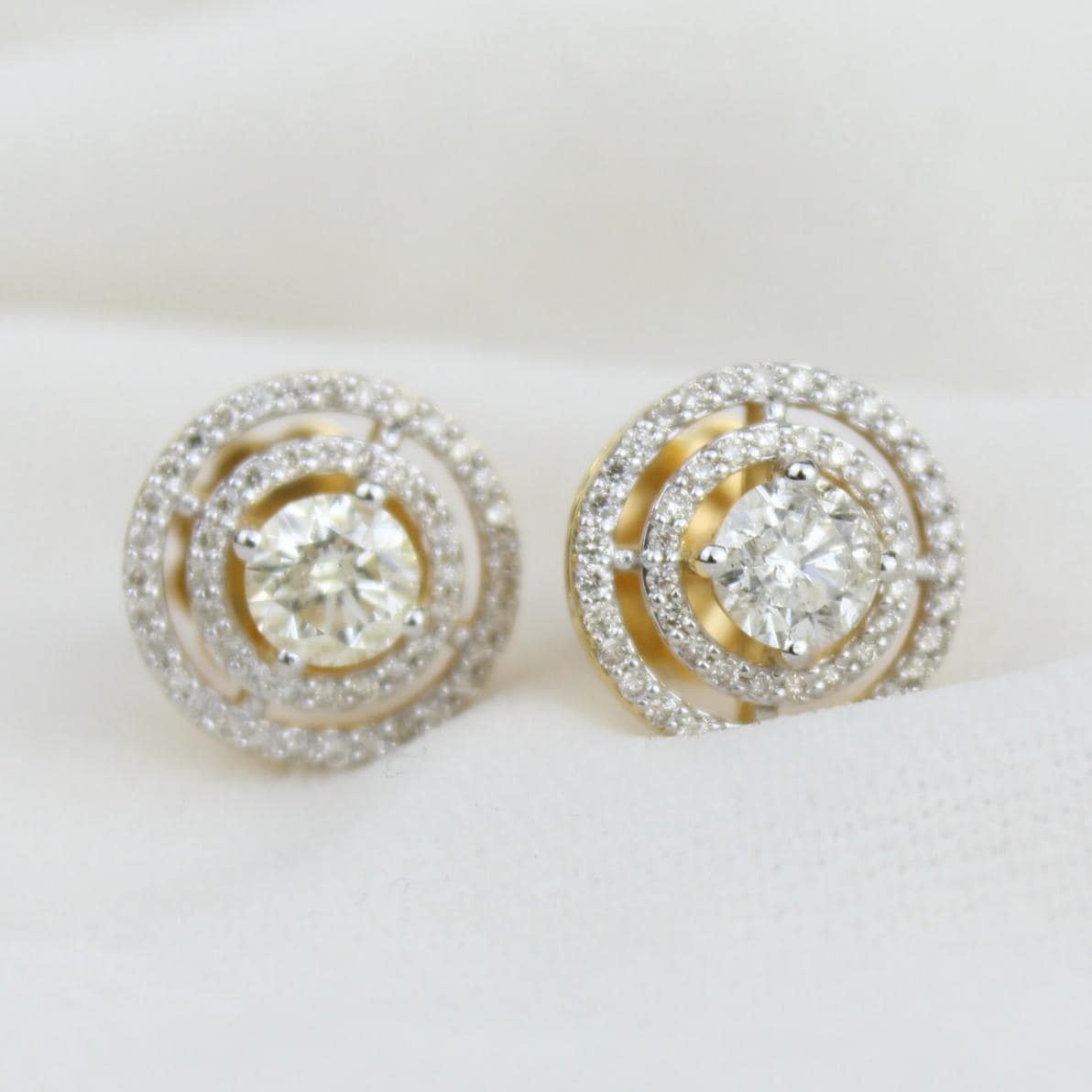 Double Halo Stud Solitaire Earrings
