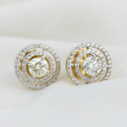 Double Halo Stud Solitaire Earrings