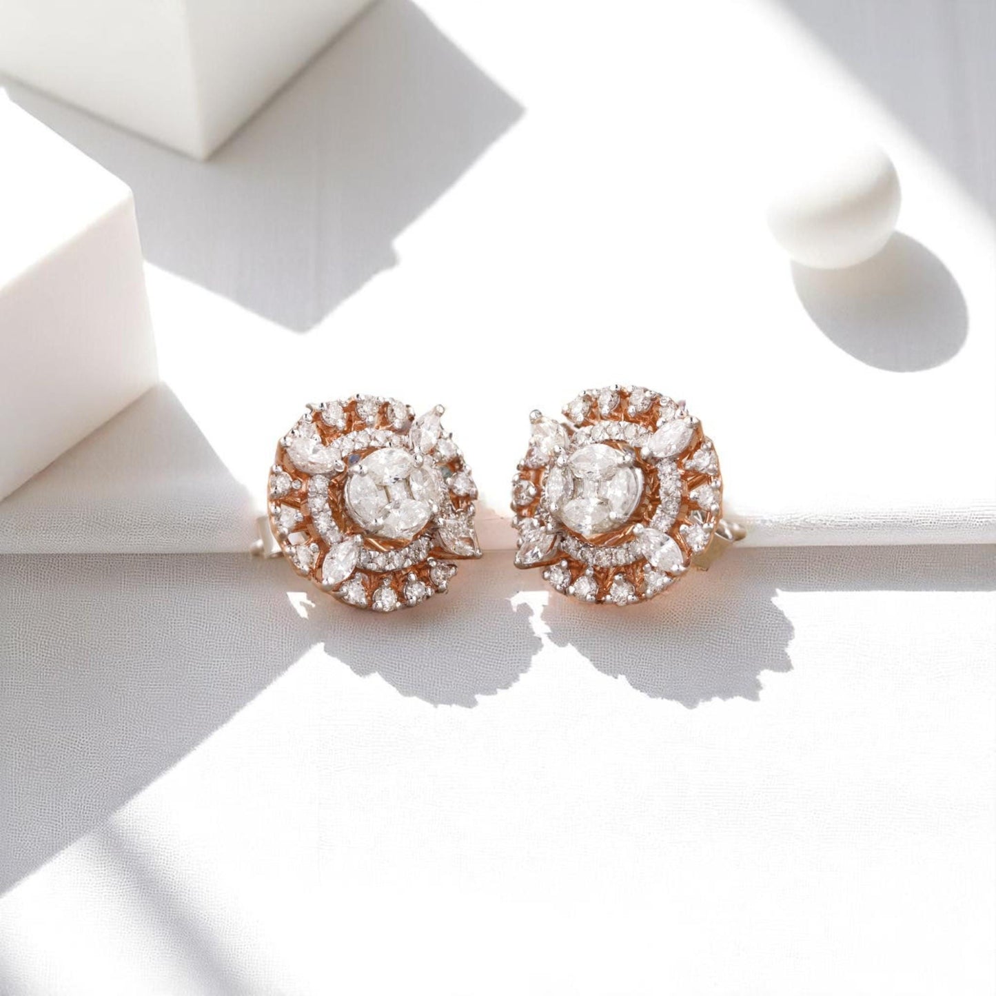 Oval Cluster Diamond Stud
