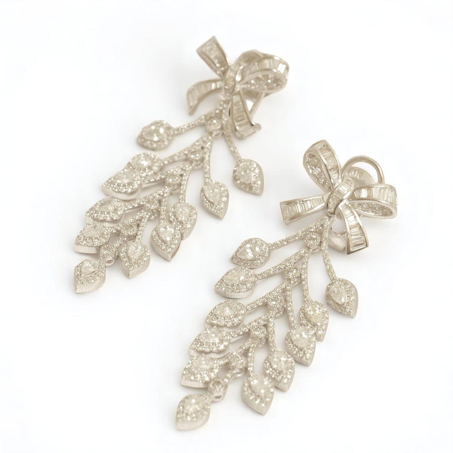 Bow Leaf Diamond Dangle Earrings