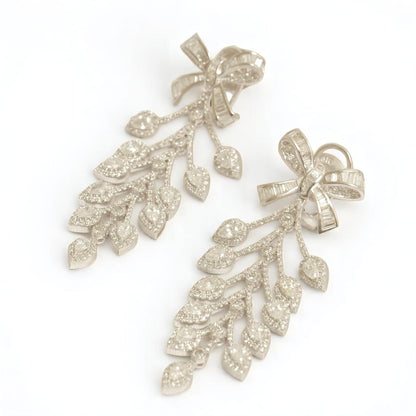 Bow Leaf Diamond Dangle Earrings