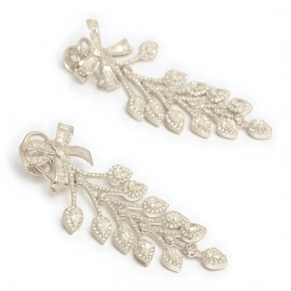 Bow Leaf Diamond Dangle Earrings