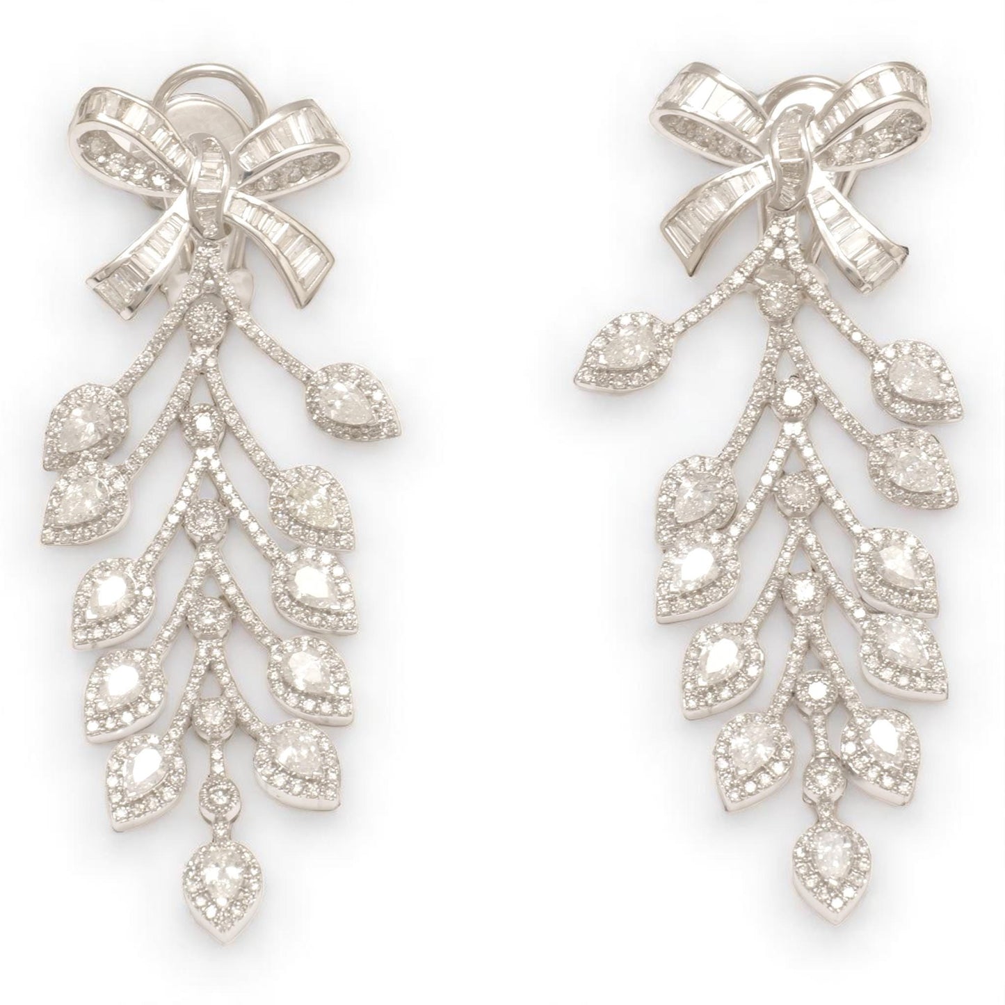 Bow Leaf Diamond Dangle Earrings