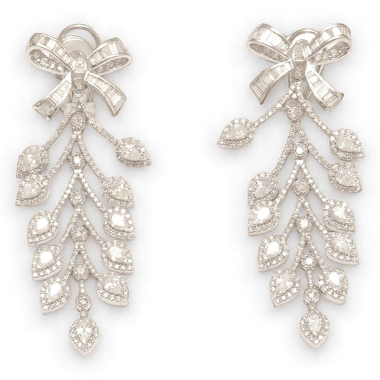 Bow Leaf Diamond Dangle Earrings