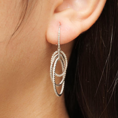 Triple Hoop Diamond Dangle Earrings