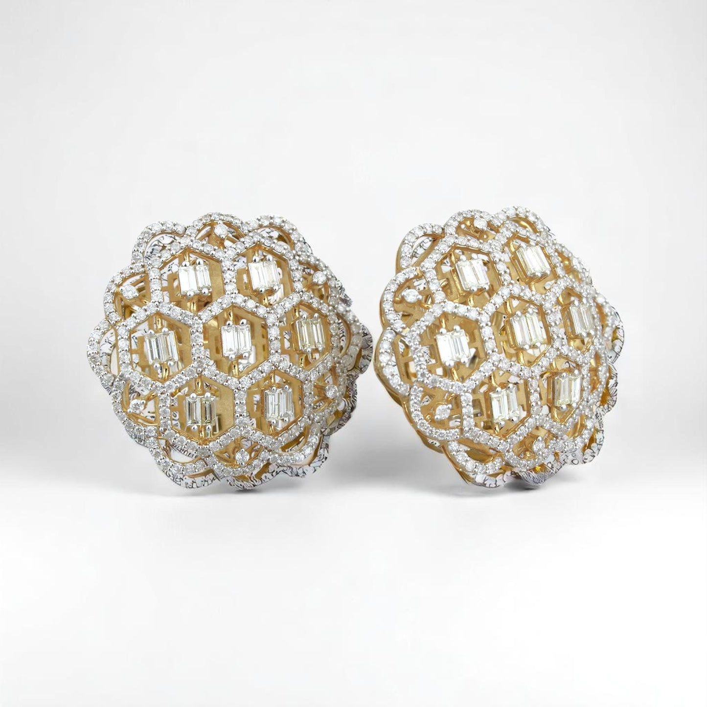 Floral Lattice Diamond Stud Earrings