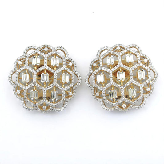 Floral Lattice Diamond Stud Earrings