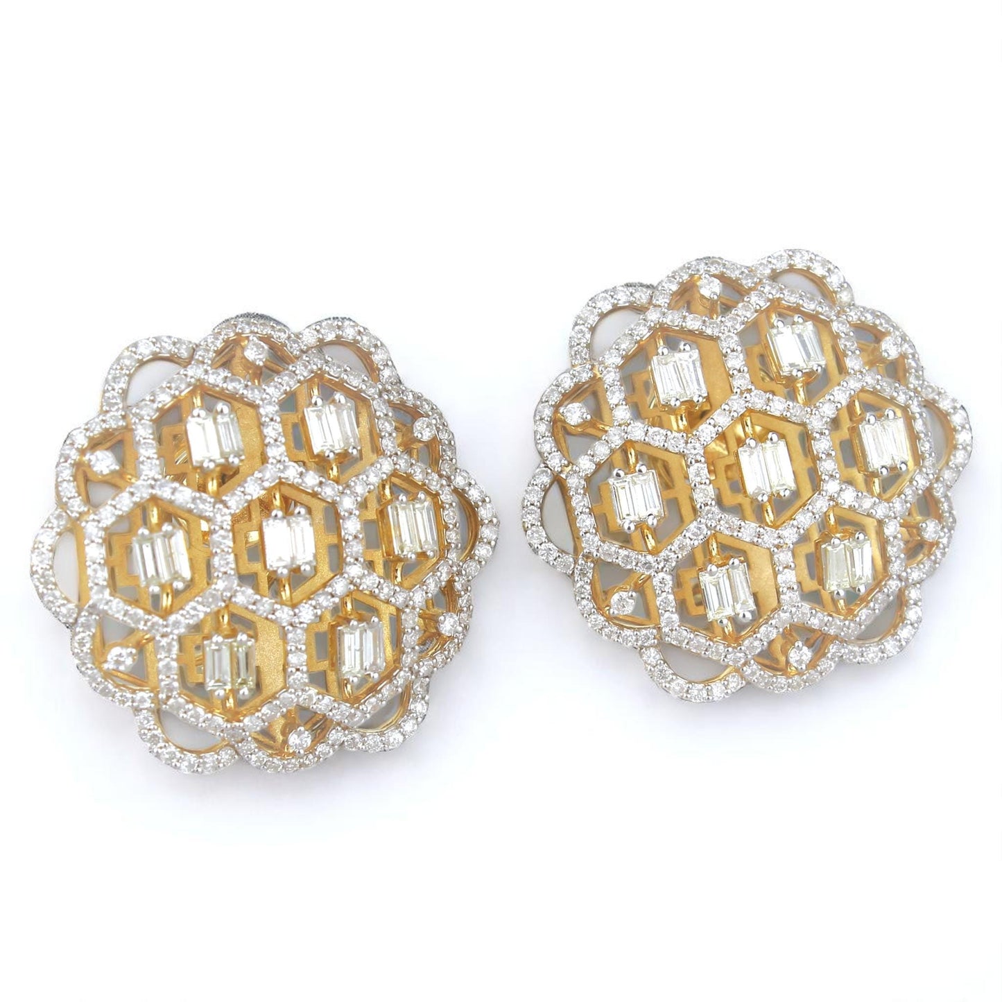 Floral Lattice Diamond Stud Earrings