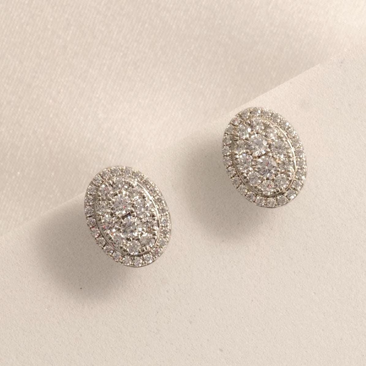 Oval Halo Diamond Stud Earrings