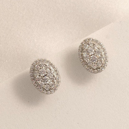Oval Halo Diamond Stud Earrings
