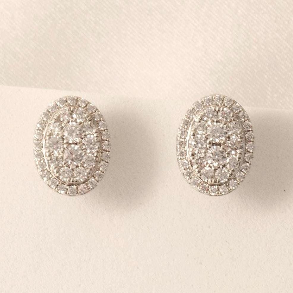 Oval Halo Diamond Stud Earrings