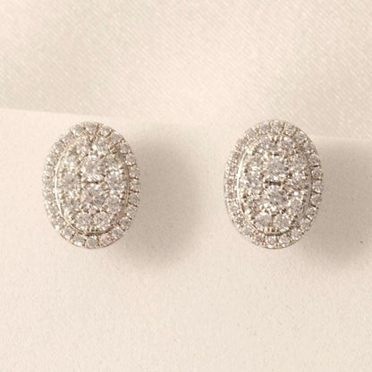 Oval Halo Diamond Stud Earrings