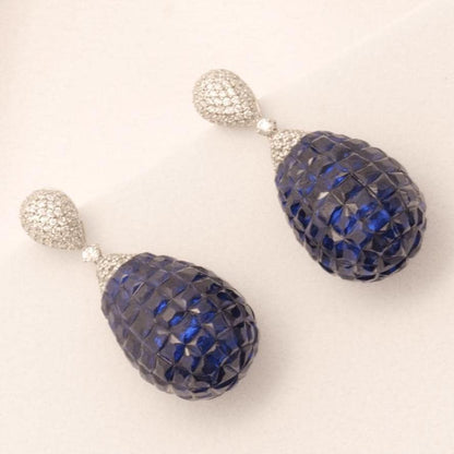 Blue Sapphire Diamond Drop Earrings