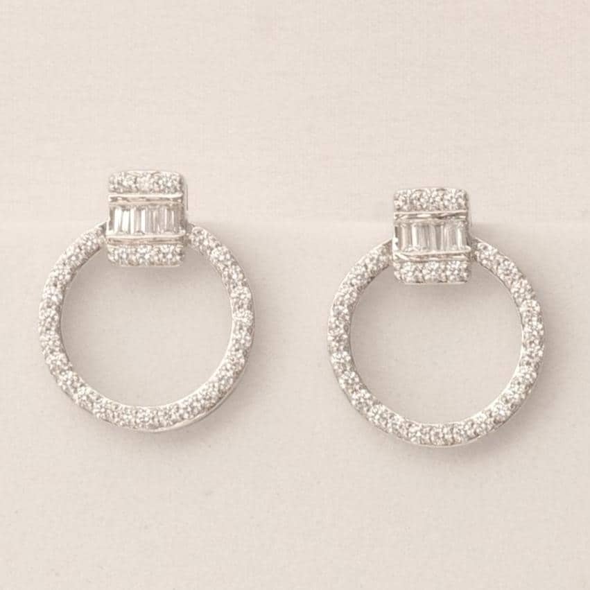 Circle Baguette Diamond Earrings