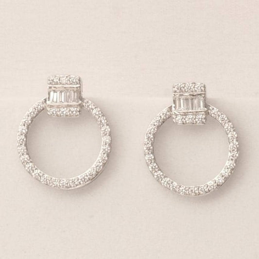 Circle Baguette Diamond Earrings