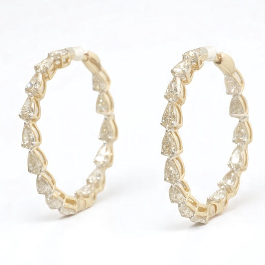 Teardrop Diamond Hoop Earrings