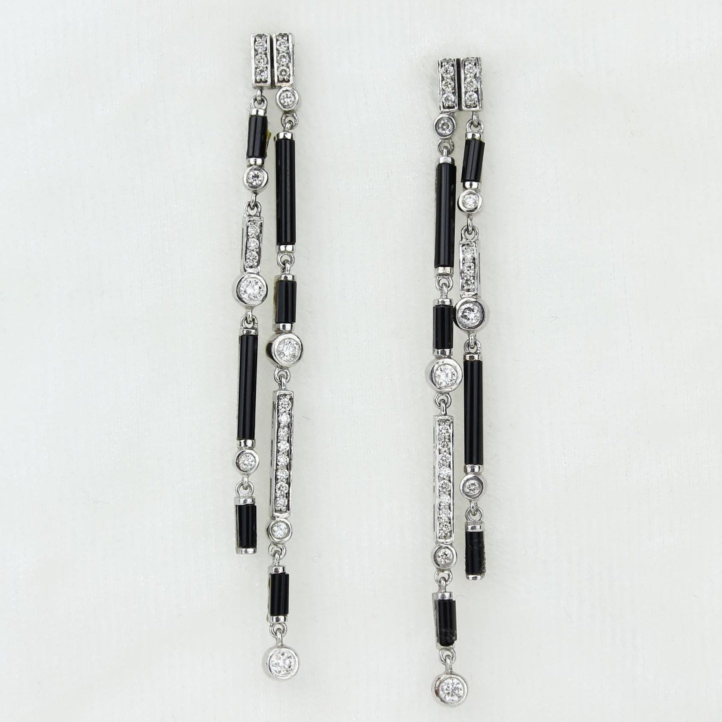 Black Onyx Diamond Dangle Earrings