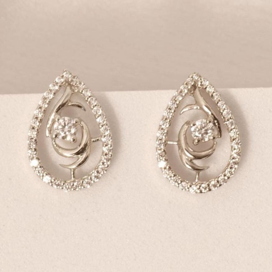 Teardrop Rose Diamond Stud Earrings