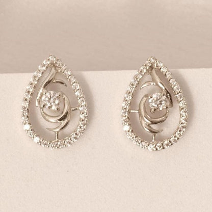 Teardrop Rose Diamond Stud Earrings
