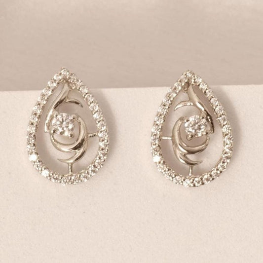 Teardrop Rose Diamond Stud Earrings