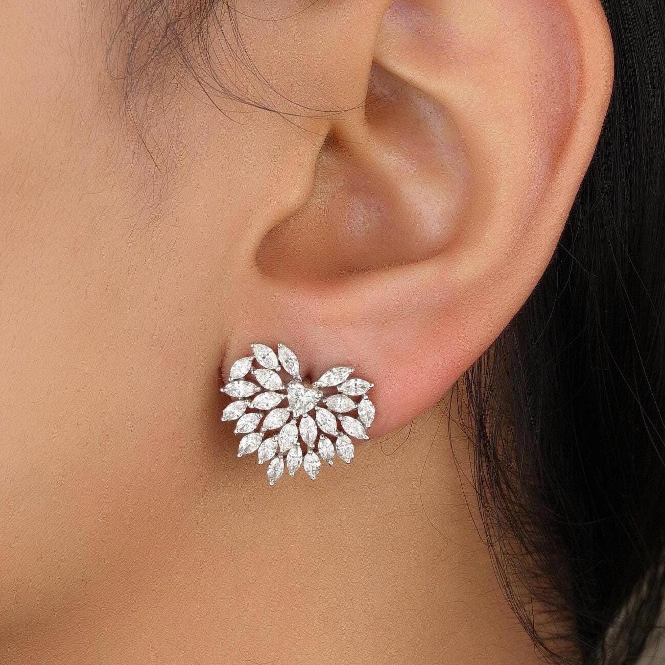 Heart Cluster Stud Earrings