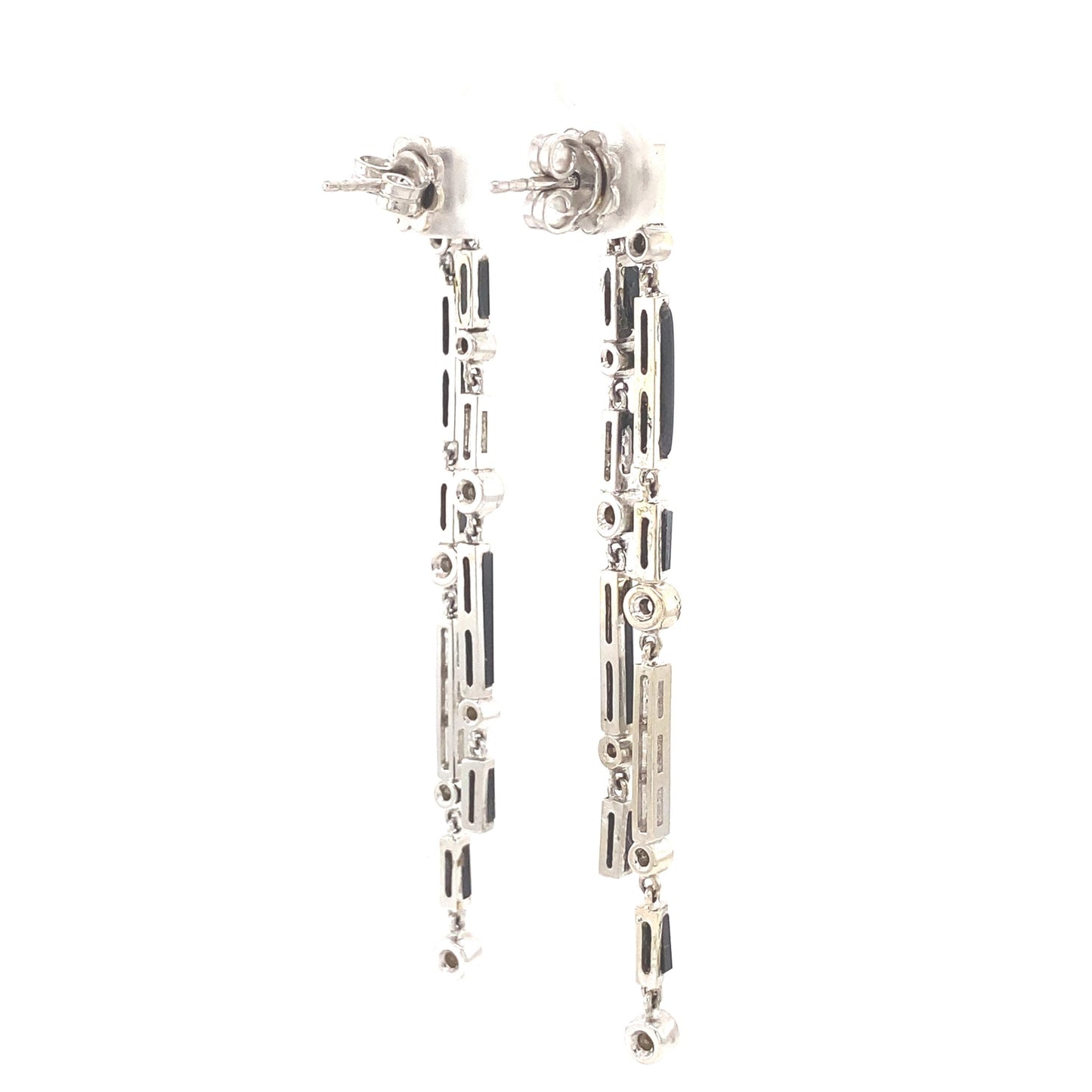 Black Onyx Diamond Dangle Earrings