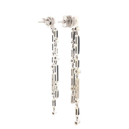 Black Onyx Diamond Dangle Earrings
