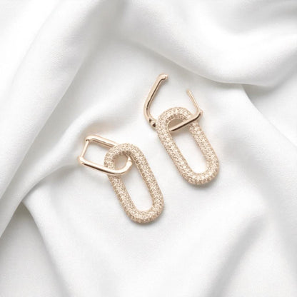 Paperclip Link Diamond Hoop Earrings