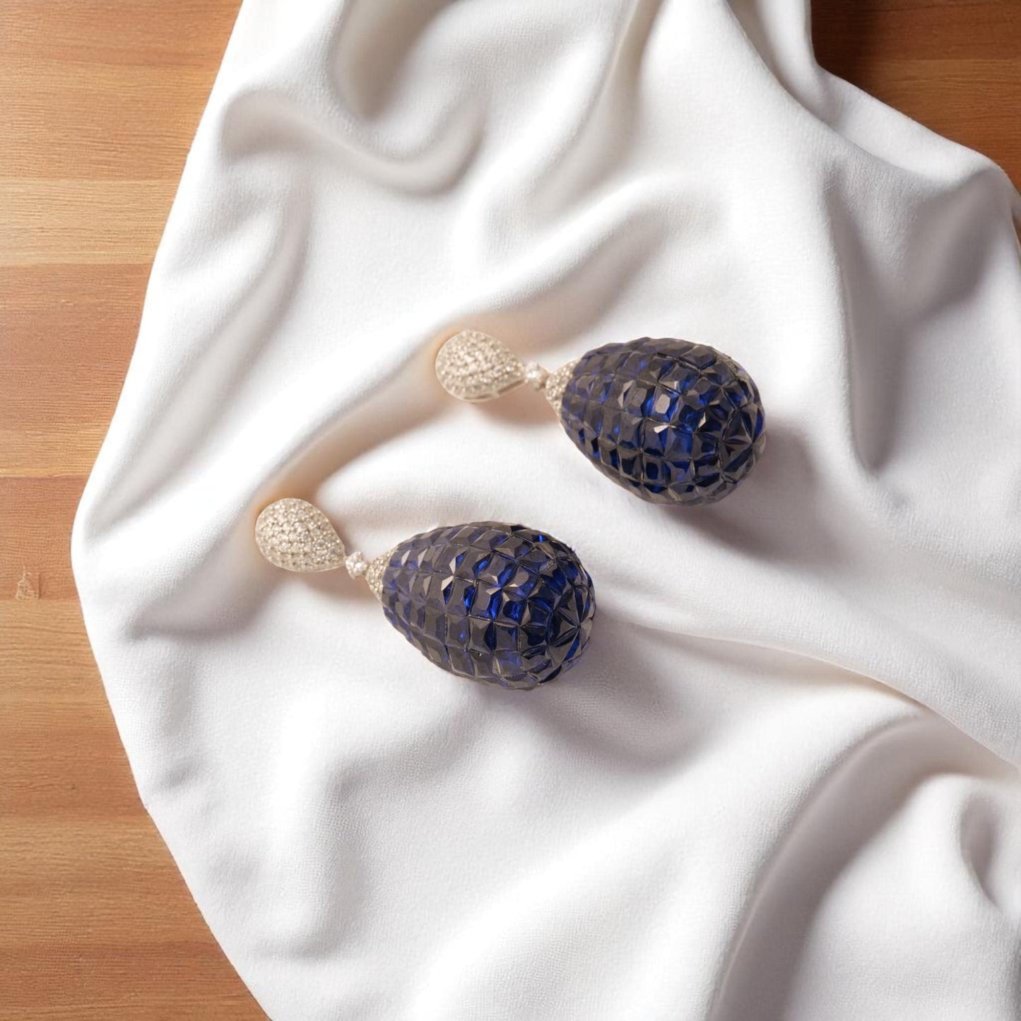 Blue Sapphire Diamond Drop Earrings