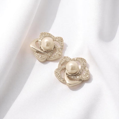Floral Pearl Diamond Earrings