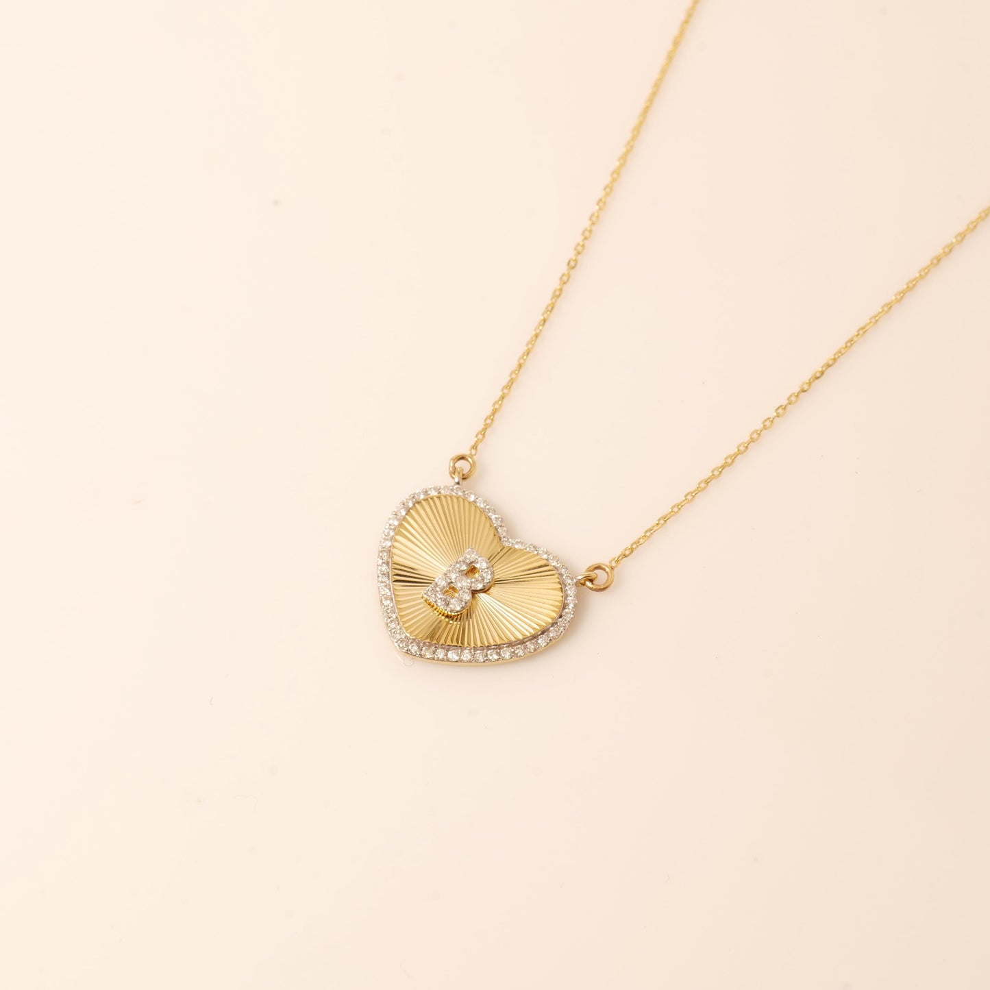Heart Initial Medallion Diamond Necklace