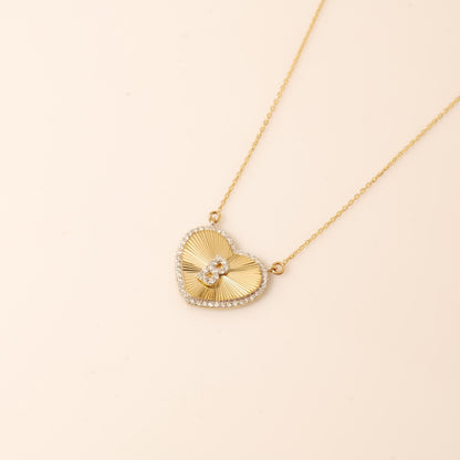 Heart Initial Medallion Diamond Necklace