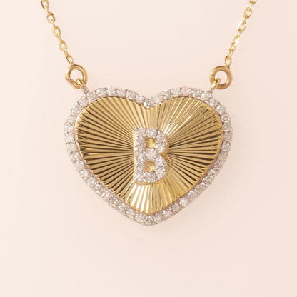 Heart Initial Medallion Diamond Necklace