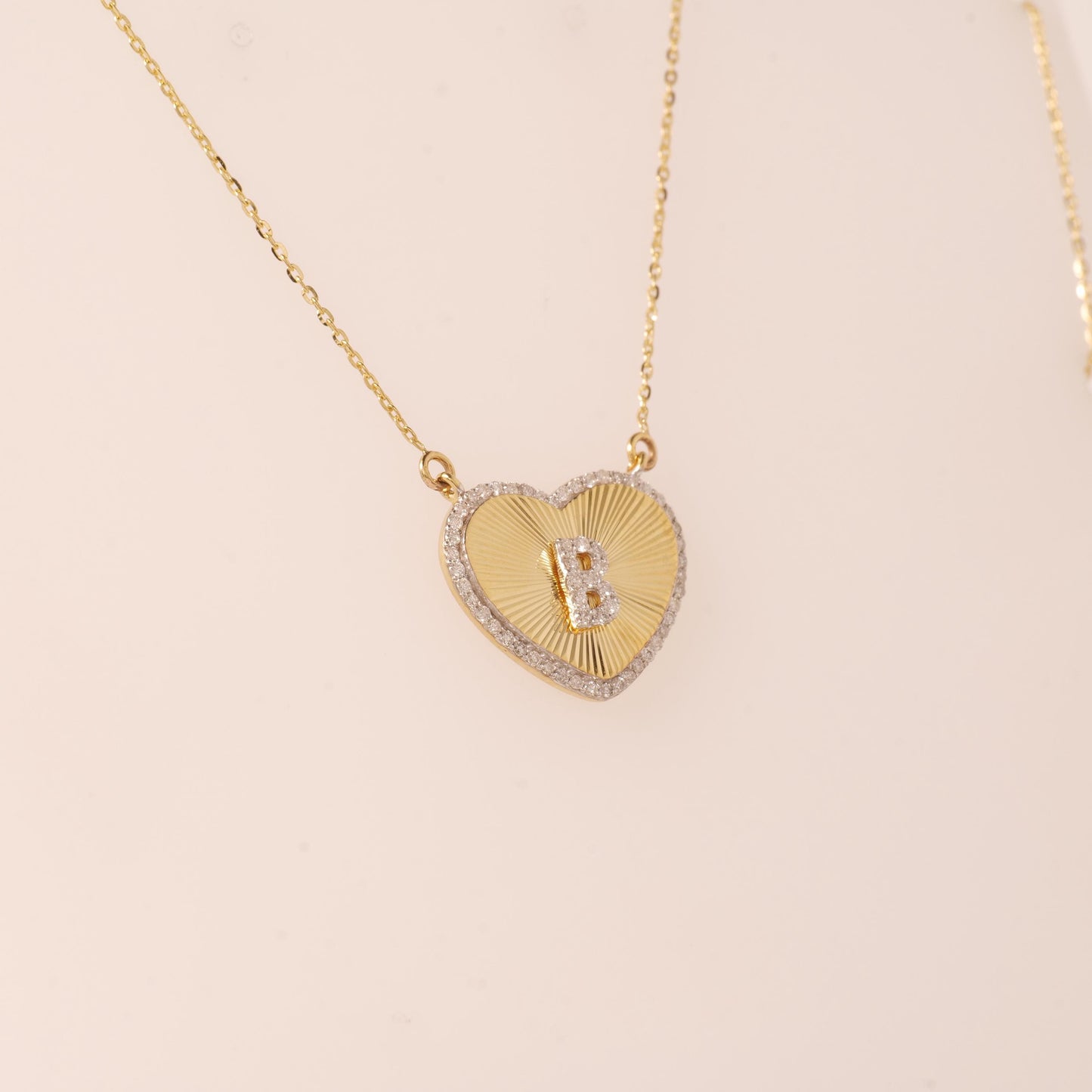 Heart Initial Medallion Diamond Necklace