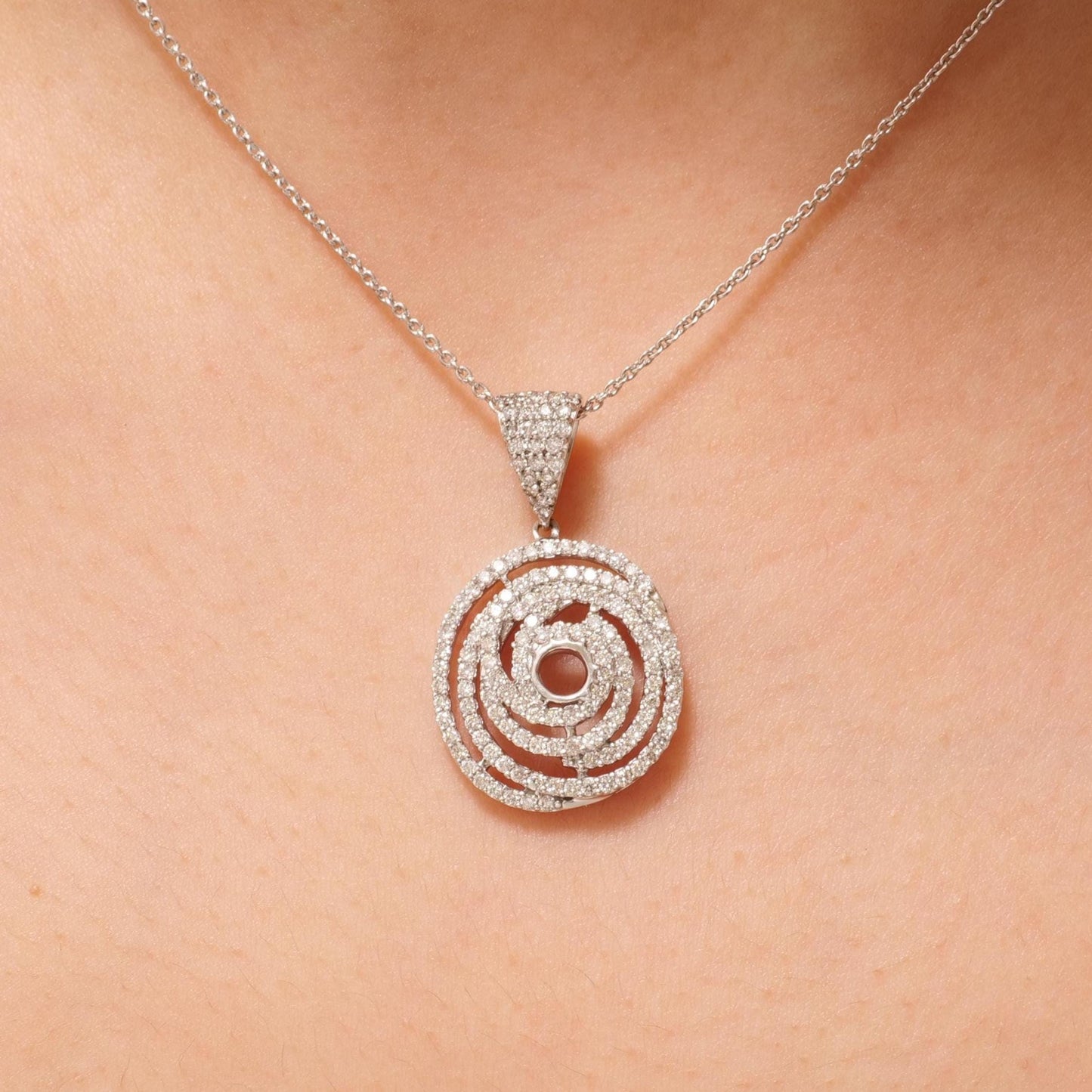 Spiral Pave Pendant Necklace