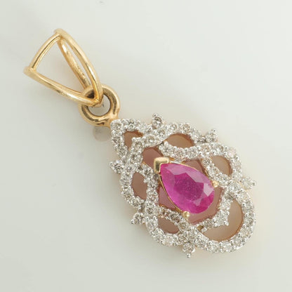 Filigree Ruby Natural Diamond Pendant