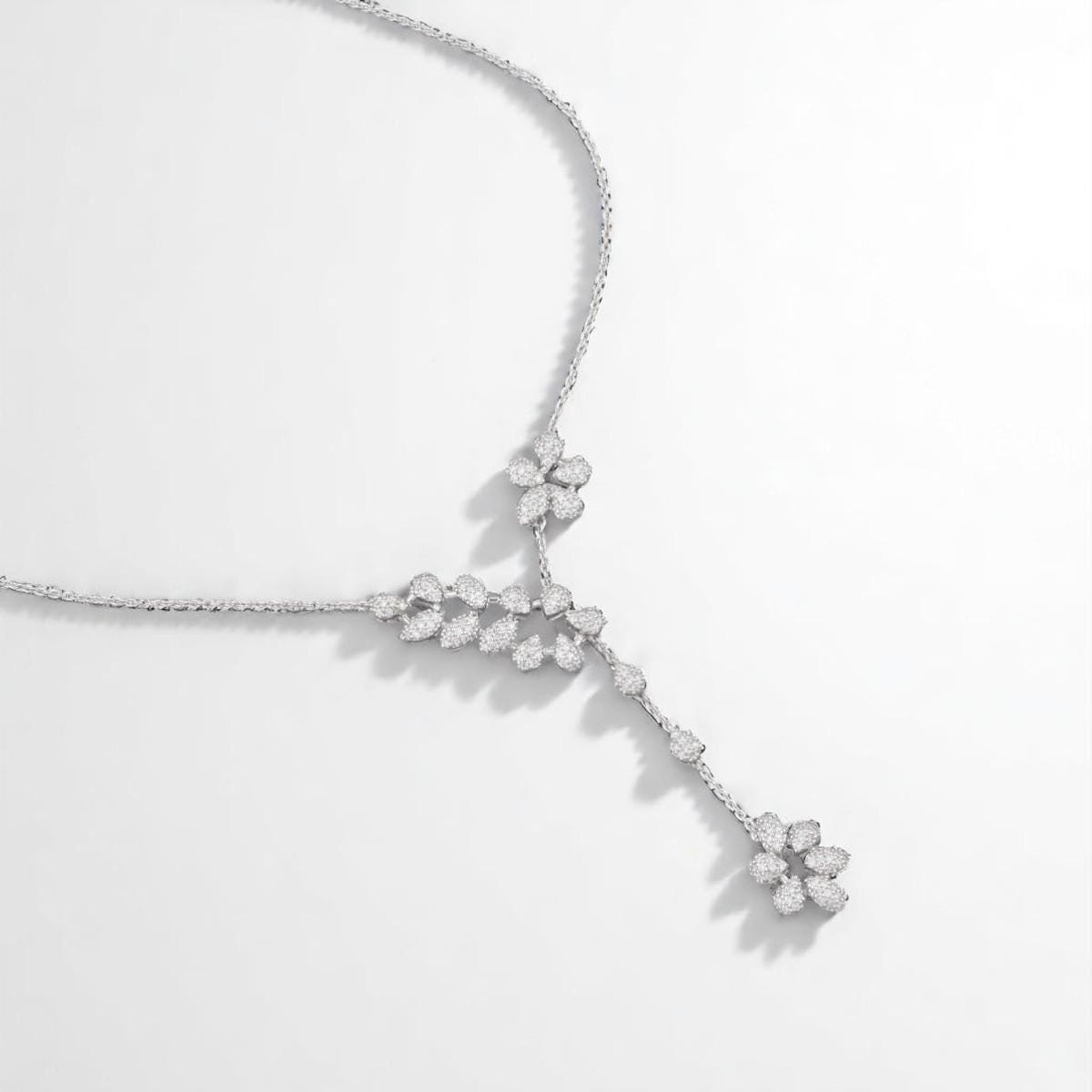 Floral Y-Drop Diamond Necklace