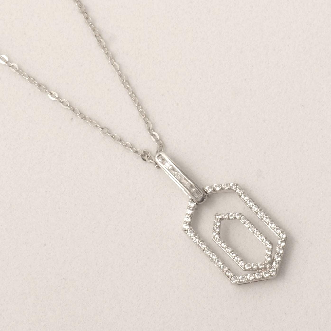 Hexagonal Diamond Pendant Necklace